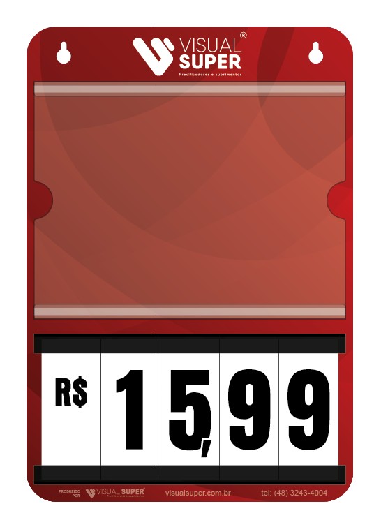 Precificador E2 Honeycomb 22x32cm com bolsa A5, Numerais Sanfonados e impressão personalizada. Ideal para ofertas no PDV.