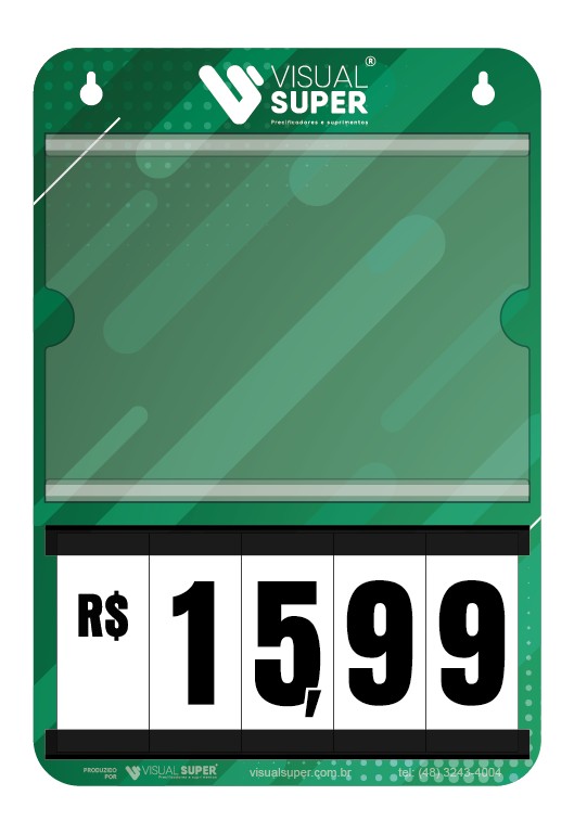 Precificador E2 em Honeycomb 3mm IP F/V – 22x32cm c/ 1 bolsa A5 c/ Nº Branco c/ Gota de 1cm