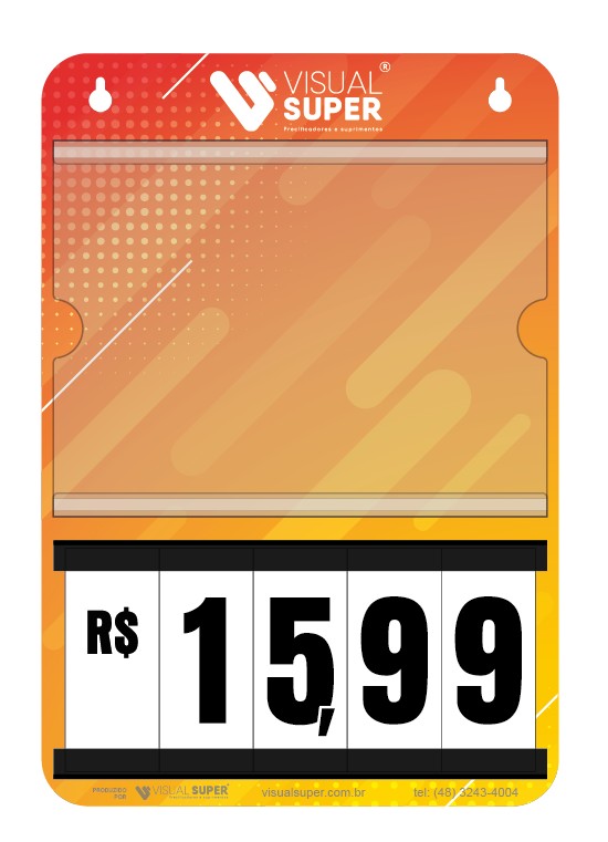 Precificador E2 em Honeycomb 3mm IP F/V – 22x32cm c/ 1 bolsa A5 c/ Nº Branco c/ Gota de 1cm