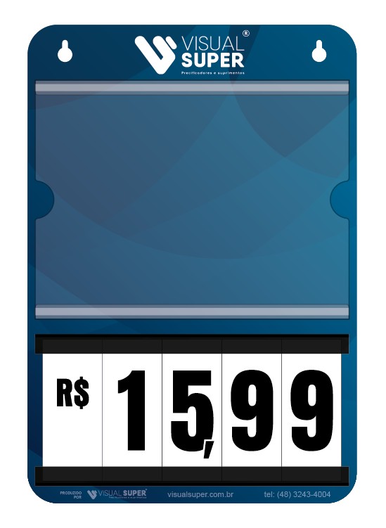 Precificador E2 Honeycomb 22x32cm.F/V com bolsa A5 Frente e Verso, Numerais Sanfonados e impressão personalizada. Ideal para ofertas no PDV.