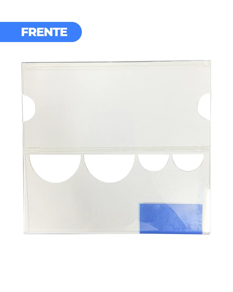 Precificador E1 em Petg 0,75mm 18×16,5cm – c/ Nº Branco c/ Encaixe de 2cm