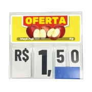 Precificador E1 em Petg 0,75mm 18×16,5cm – c/ Nº Branco c/ Encaixe de 2cm