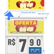 Precificador E1 em Petg 0,75mm 18×16,5cm – c/ Nº Branco c/ Encaixe de 2cm