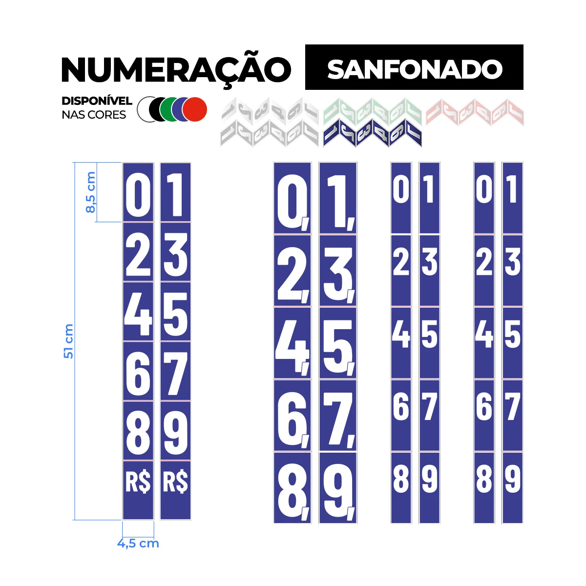 Precificador E1 em Petg 0,75mm 18×16,5cm – c/ Nº Azul c/ Encaixe de 2cm