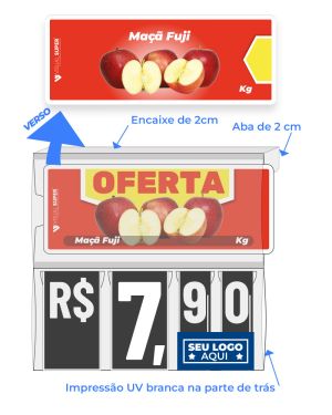 Precificador E1 em Petg 0,75mm 18×16,5cm – c/ Nº Preto c/ Encaixe de 2cm