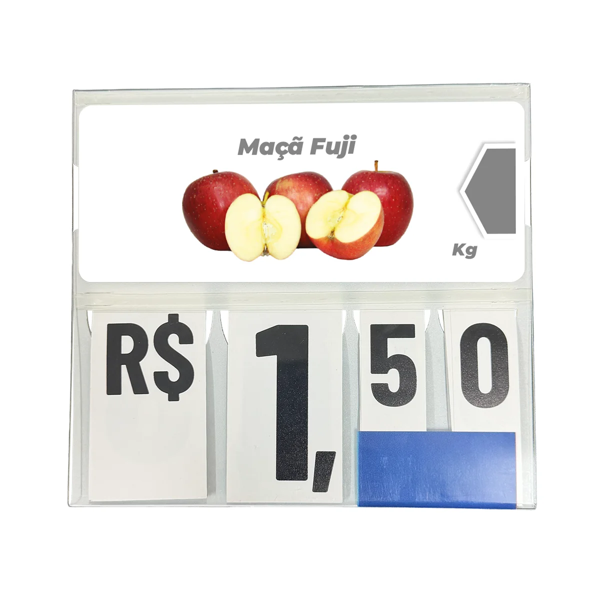 Precificador E1 em Petg 0,75mm 18×16,5cm – c/ Nº Branco c/ Encaixe de 2cm
