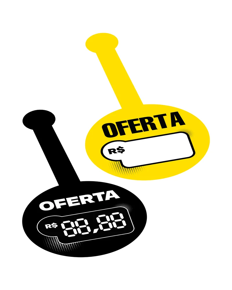 Wobbler Escreve e Apaga em PVC IP – 10×23,5cm c/ 1 Caneta Preta c/ Apagador – 10un