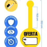 Wobbler Escreve e Apaga em PVC IP – 10×23,5cm c/ 1 Caneta Preta c/ Apagador – 10un