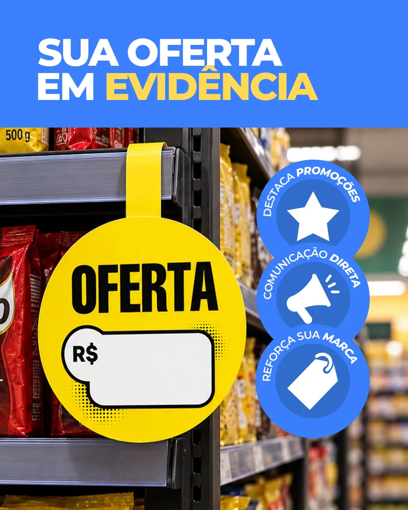 Wobbler Escreve e Apaga em PVC IP – 10×23,5cm c/ 1 Caneta Preta c/ Apagador – 10un