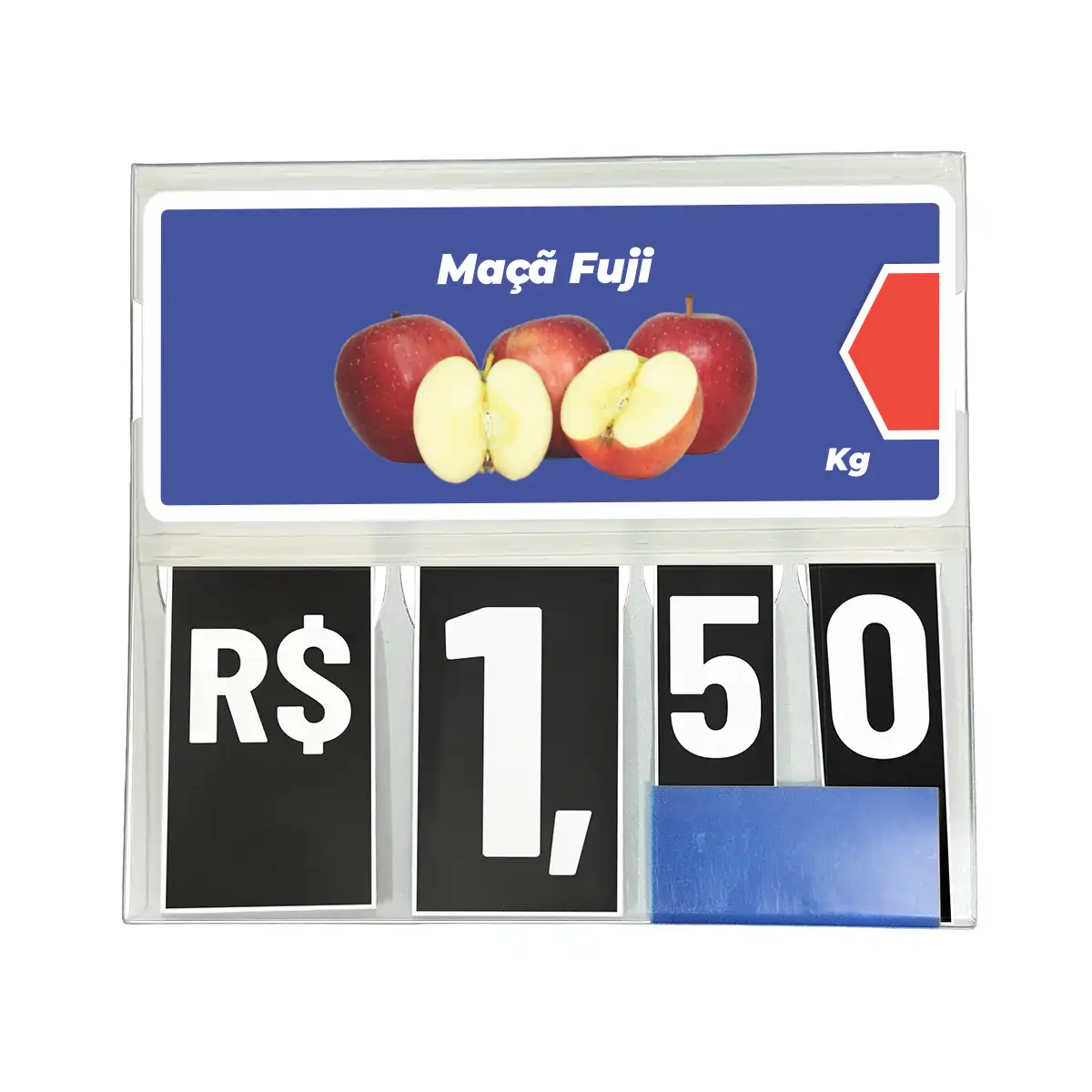Precificador E1 em Petg 0,75mm 18×16,5cm – c/ Nº Preto c/ Encaixe de 2cm