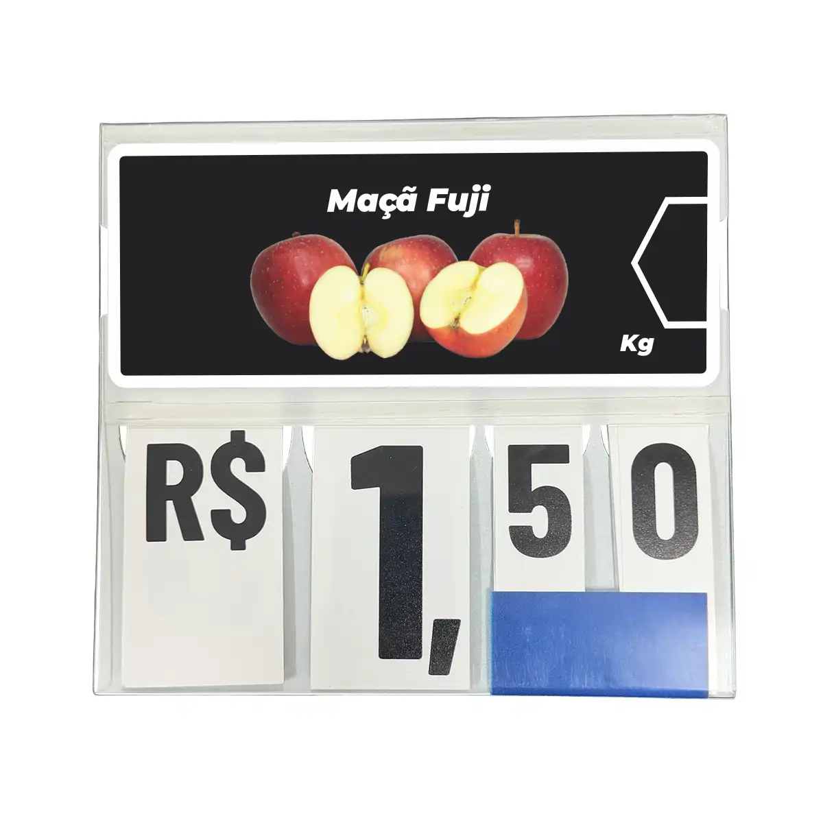 Precificador E1 em Petg 0,75mm 18×16,5cm – c/ Nº Branco c/ Encaixe de 2cm