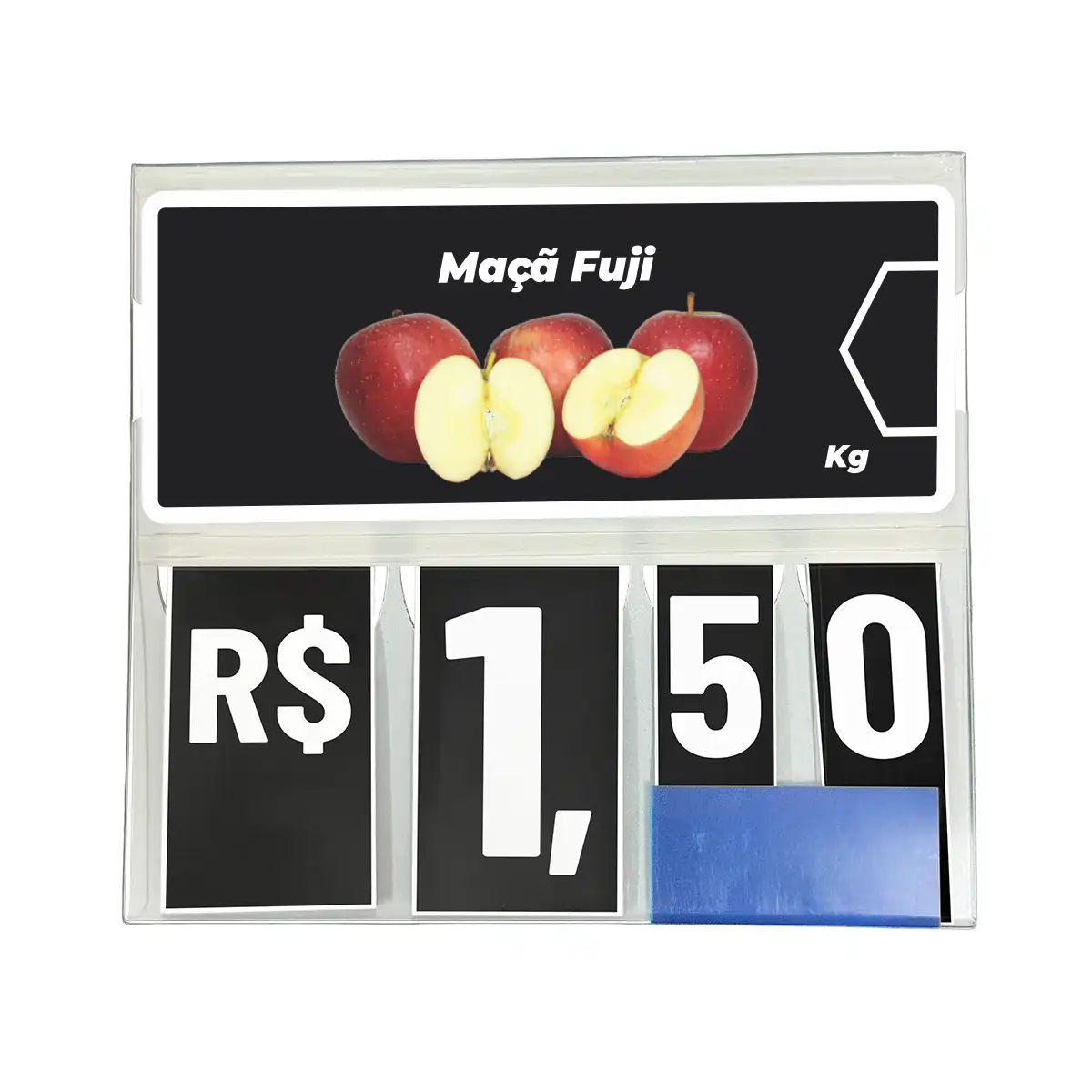 Precificador E1 em Petg 0,75mm 18×16,5cm – c/ Nº Preto c/ Encaixe de 2cm