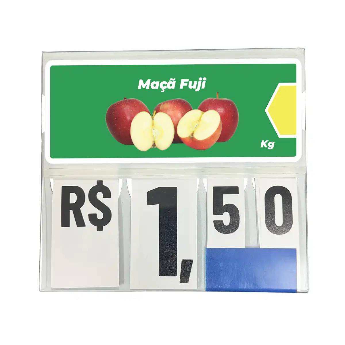 Precificador E1 em Petg 0,75mm 18×16,5cm – c/ Nº Branco c/ Encaixe de 2cm