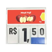 Precificador E1 em Petg 0,75mm 18×16,5cm – c/ Nº Branco c/ Encaixe de 2cm