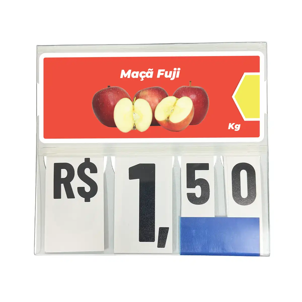 Precificador E1 em Petg 0,75mm 18×16,5cm – c/ Nº Branco c/ Encaixe de 2cm