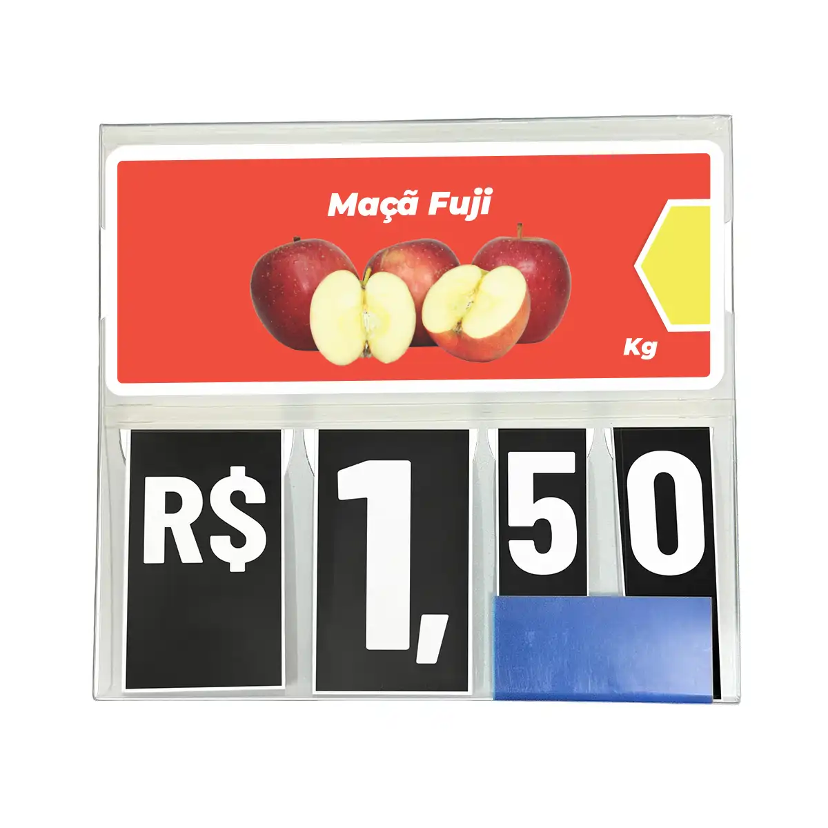 Precificador E1 em Petg 0,75mm 18×16,5cm – c/ Nº Preto c/ Encaixe de 2cm