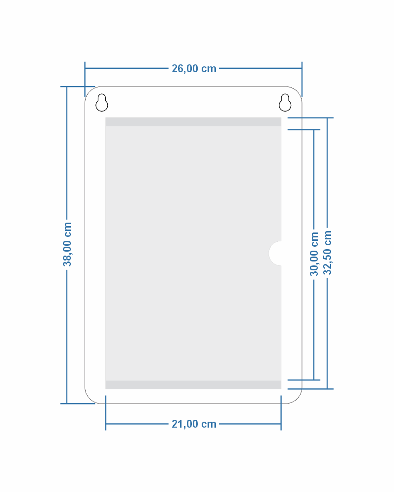 Porta-cartaz em HoneyComb 3mm 26x38cm – IP F/V c/ 1 Bolsa A4 – c/ 2 Furos